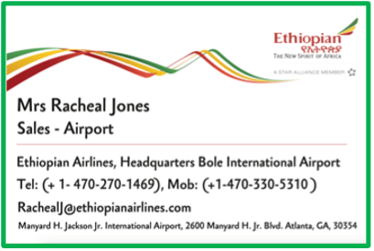 Ethiopian Airlines Business Card