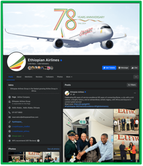 Ethiopian Airlines Social Media Branding