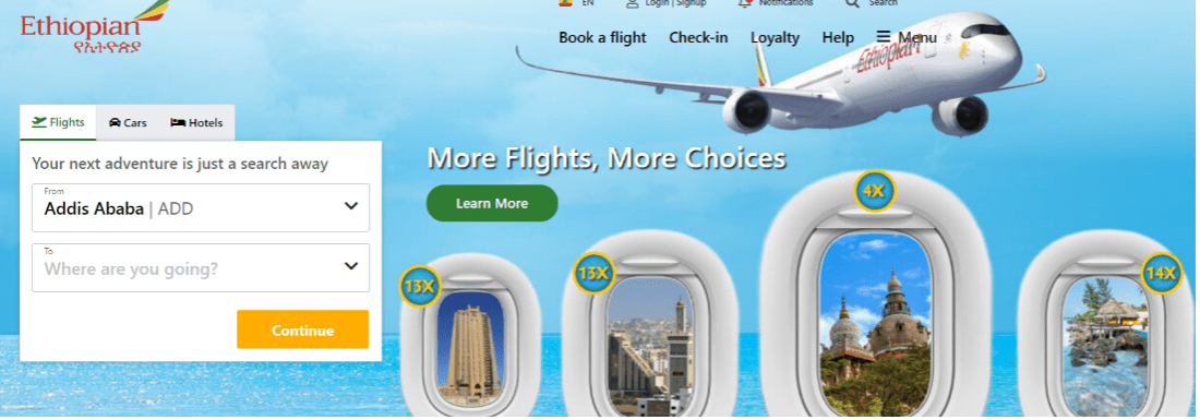 Ethiopian Airlines Website Design